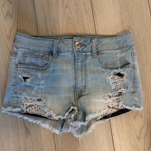 American Eagle Outfitters Light Blue Ripped Jean Shorts